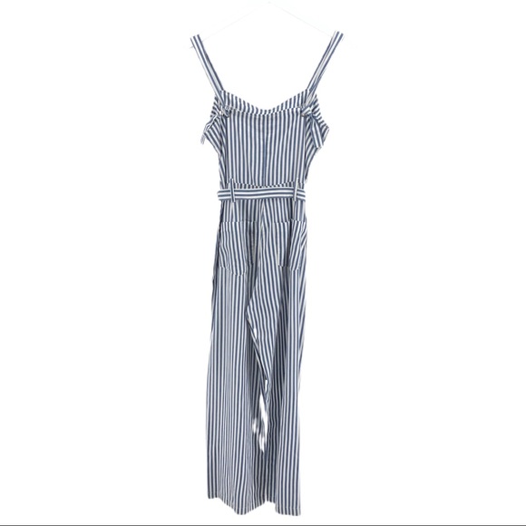 PAIGE Blue White Striped Emma Pant Suit Jump Suit - Picture 5 of 10